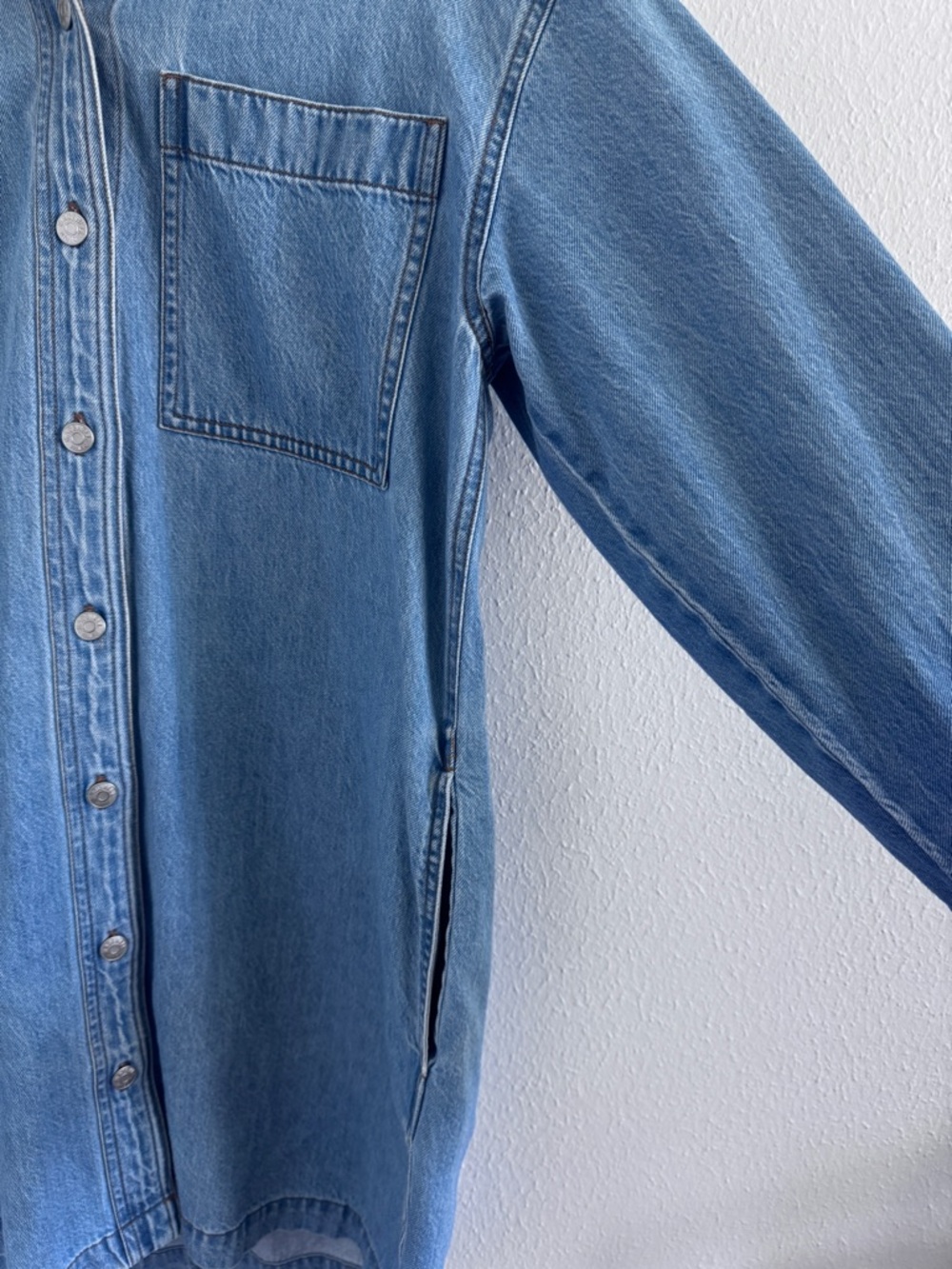 ✨ Madewell Denim Button-Front Mini Shirt Dress Blue ✨ Size S - Picture 4 of 9